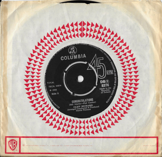 CLIFF RICHARD - High 'N' Dry / Congratulations (Pressage Ireland)