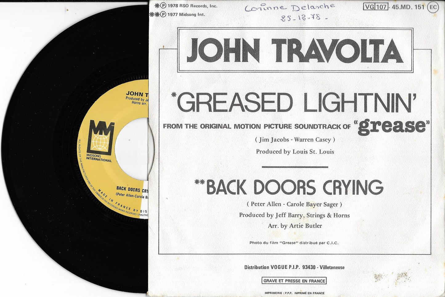 JOHN TRAVOLTA - Greased Lightnin' / Sandy