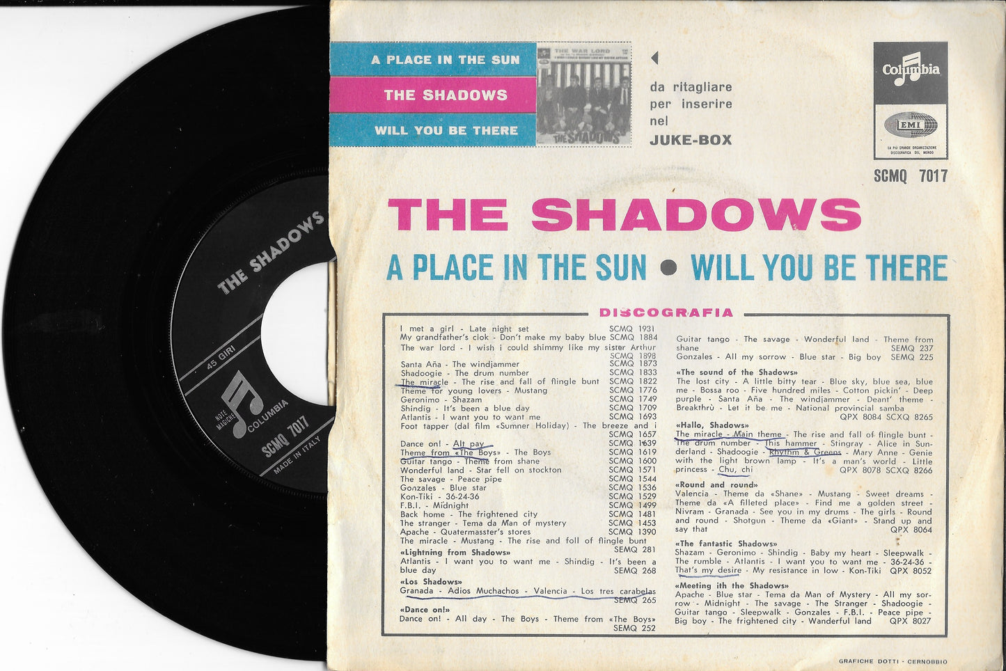 THE SHADOWS - A Place In The Sun (Pressage Italy)