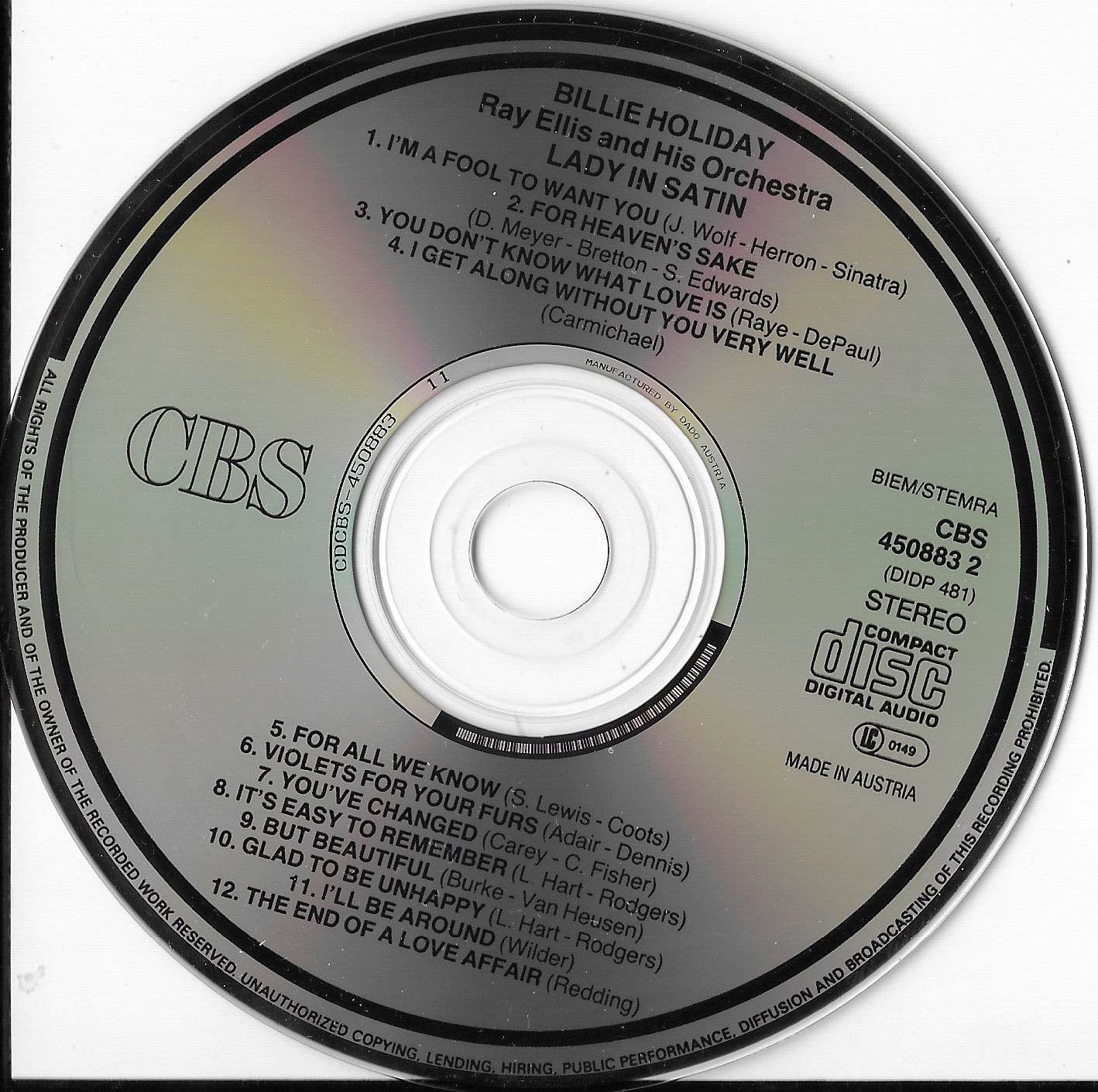 BILLIE HOLIDAY, RAY ELLIS AND HIS ORCHESTRA - Lady In Satin