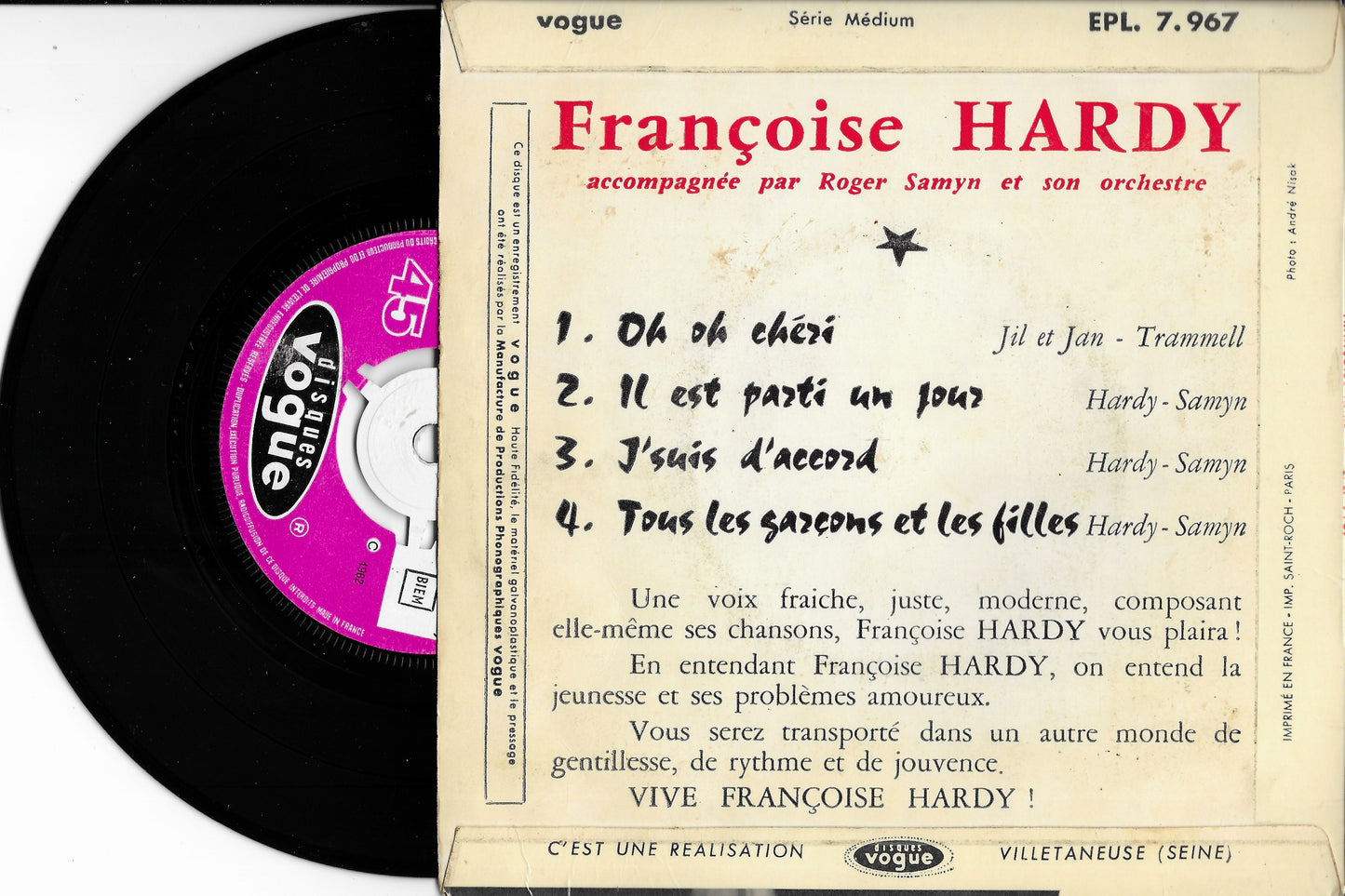 FRANCOISE HARDY - J'suis D'accord / Tous Les Garçons Et Les Filles