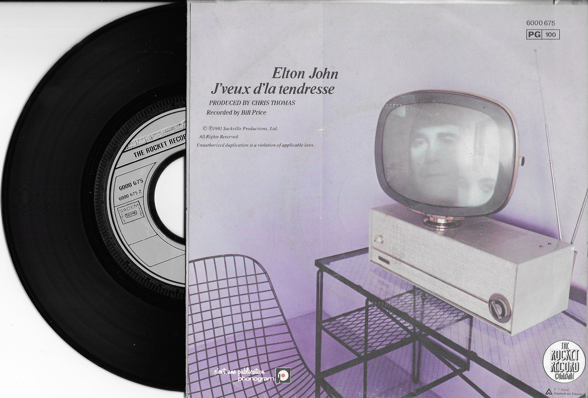 Disque Vinyle 45 tours Occasion ELTON JOHN J'veux D'la Tendresse digg'O'vinyl