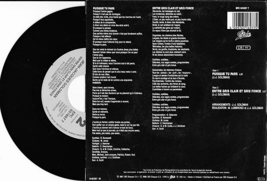 JEAN JACQUES GOLDMAN - Puisque Tu Pars