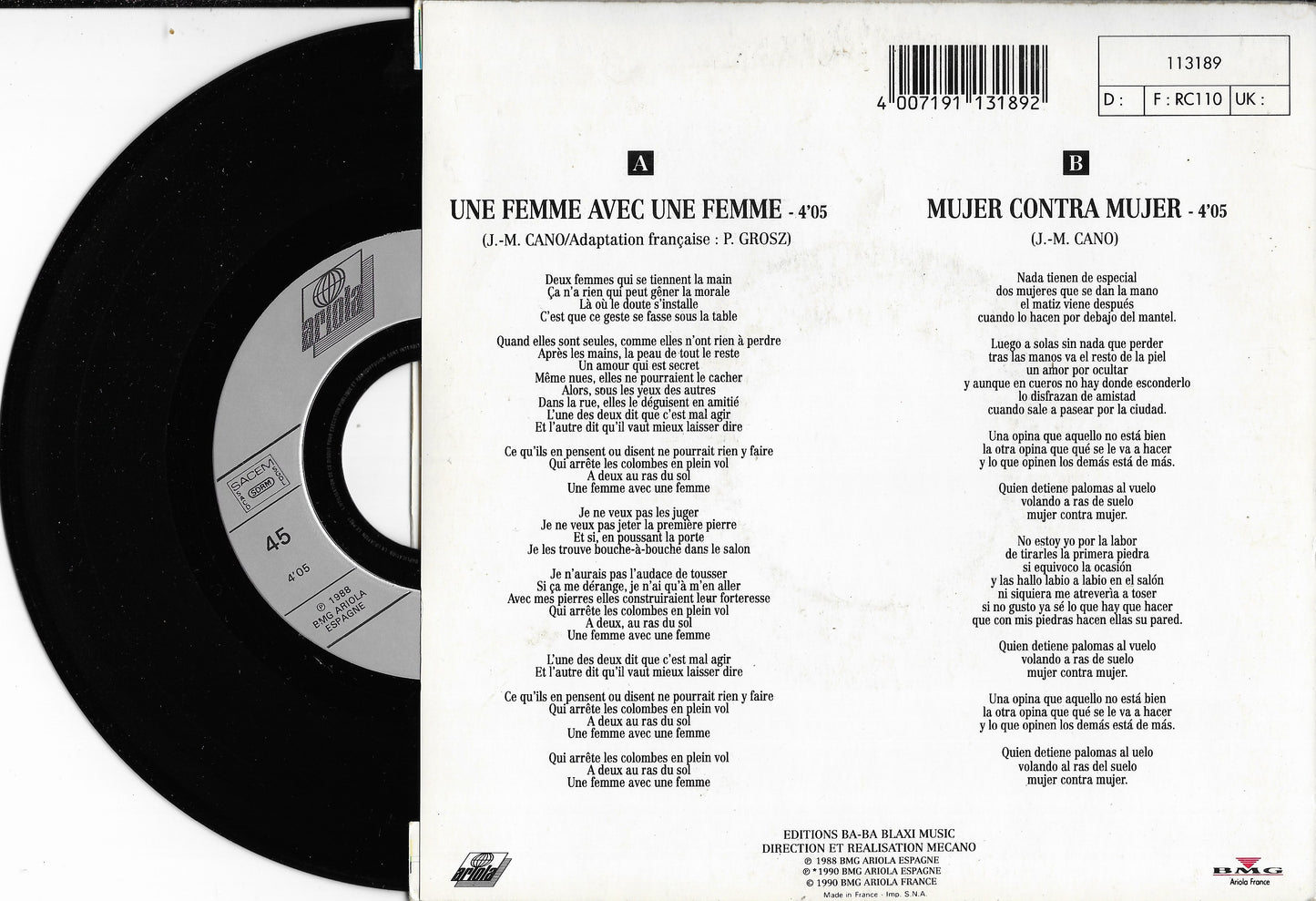 MECANO - Une Femme avec une Femme