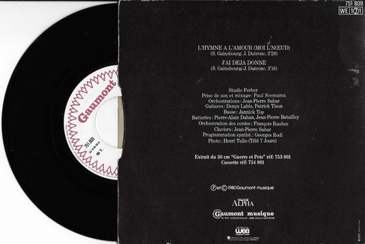 JACQUES DUTRONC - L'hymne A L'amour (Moi L'noeud) / J'ai Déjà Donné