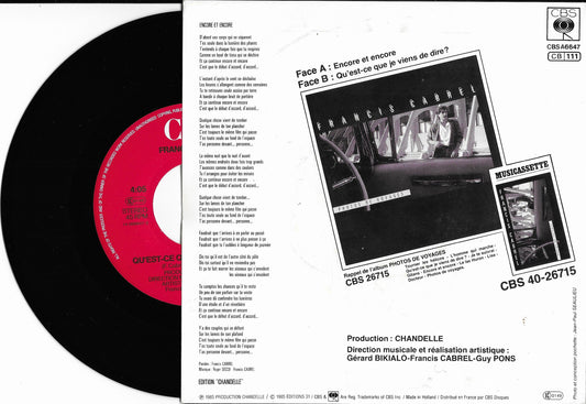 FRANCIS CABREL - Encore Et Encore