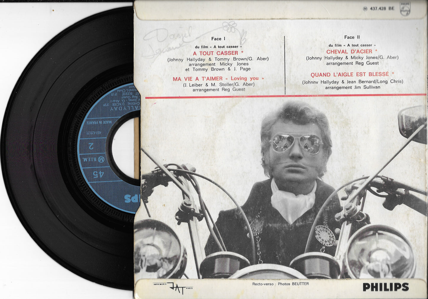 JOHNNY HALLYDAY - A Tout Casser / Cheval D'Acier (Extraits Du Film "A Tout Casser")