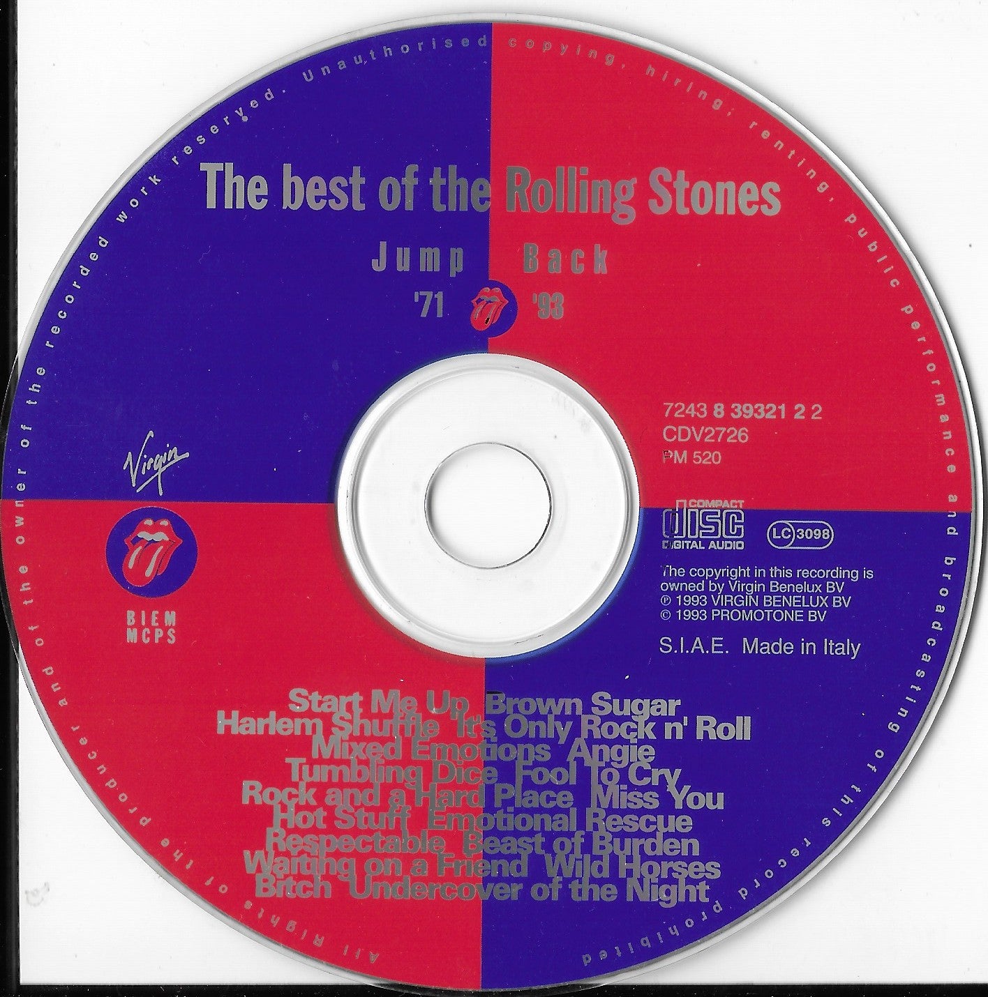 THE ROLLING STONES - Jump Back (The Best Of The Rolling Stones '71 - '93)