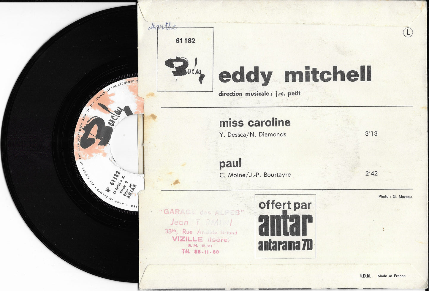 EDDY MITCHELL - Miss Caroline / Paul