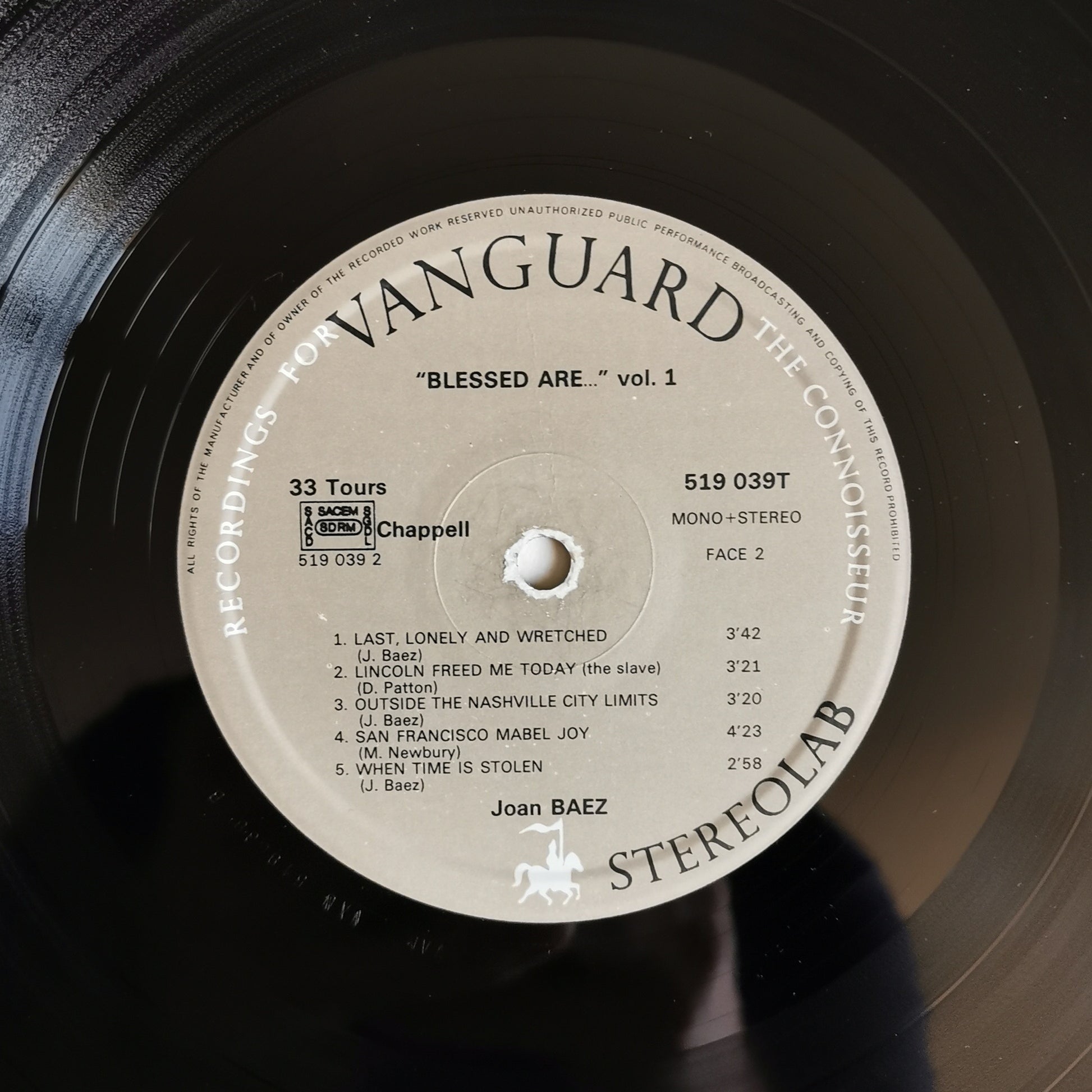 Disque Vinyle 33 tours Joan Baez , Carry it On ,Vanguard 519042