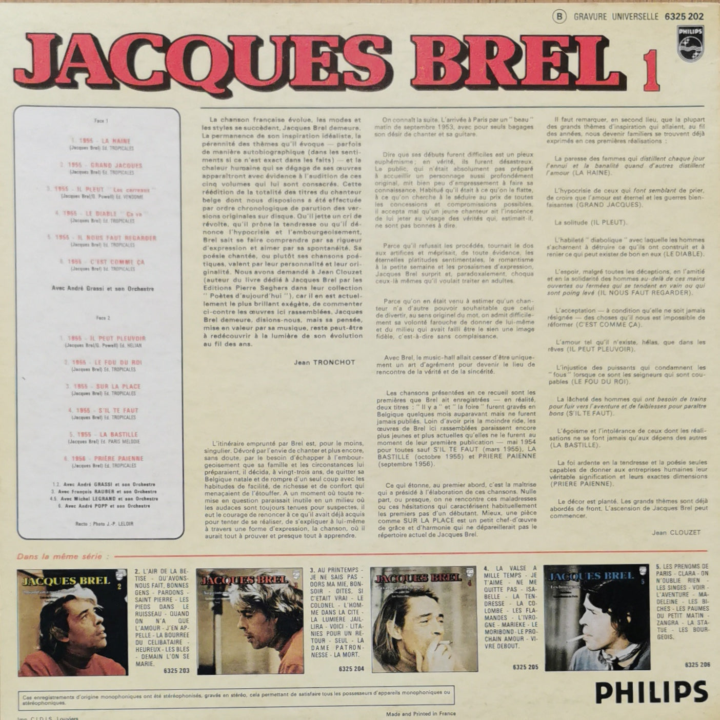 JACQUES BREL - 1- Grand Jacques