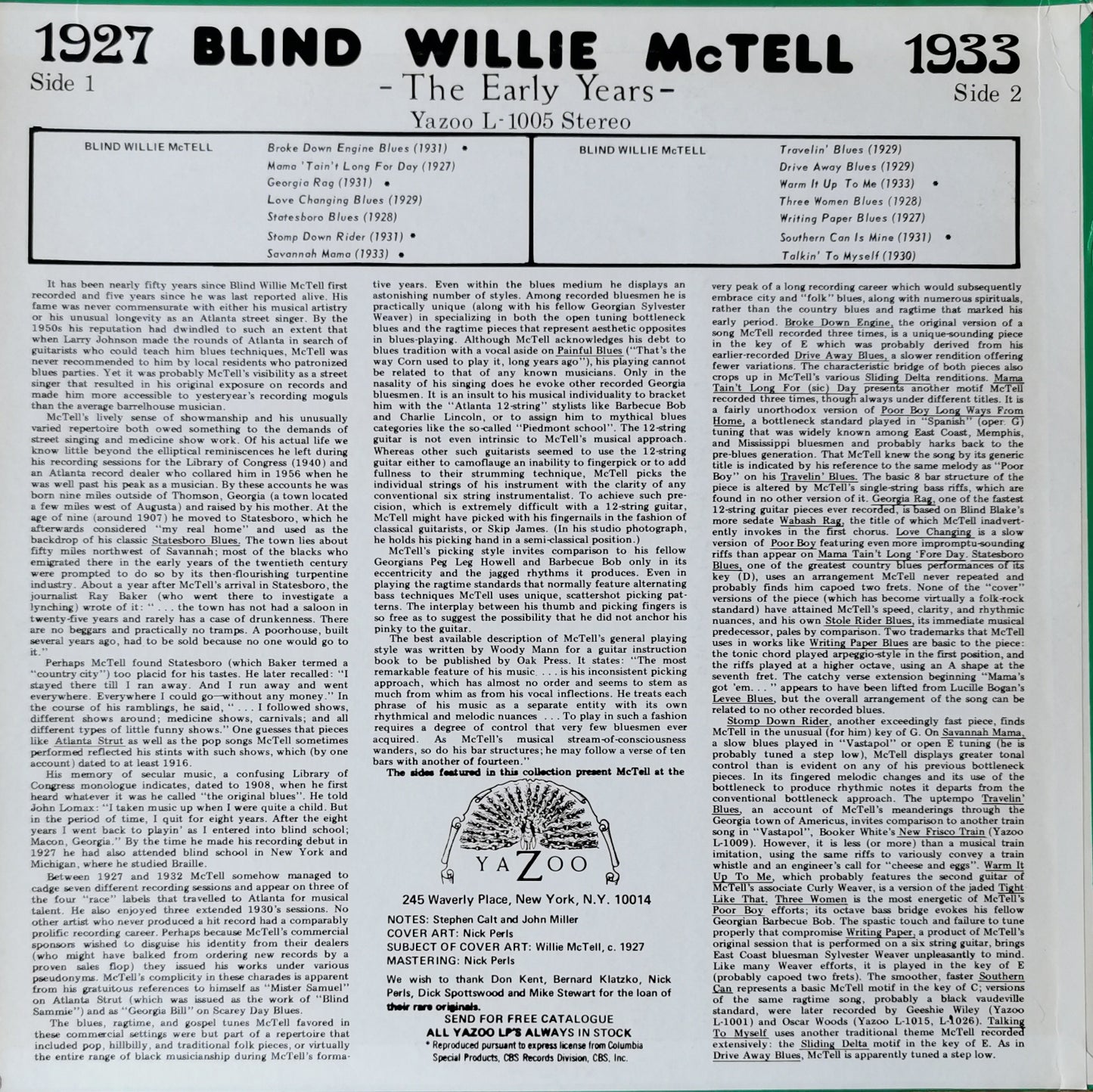 BLIND WILLY MC TELL - The Early Years - 1927-1933