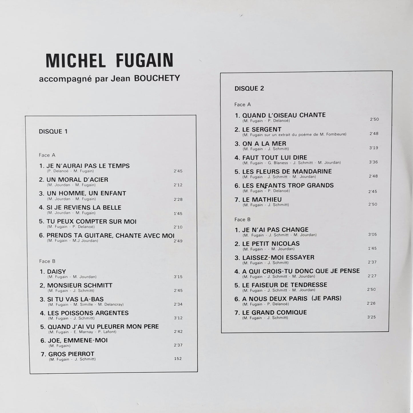 MICHEL FUGAIN - Quand L'oiseau Chante Je N'aurai Pas Le Temps + 25 Grands Succès