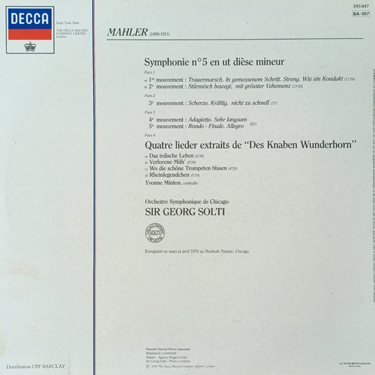 MAHLER, SIR GEORG SOLTI - Symphonie N°5 / Quatre Lieder Extraits De "Des Knaben Wunderhorn"