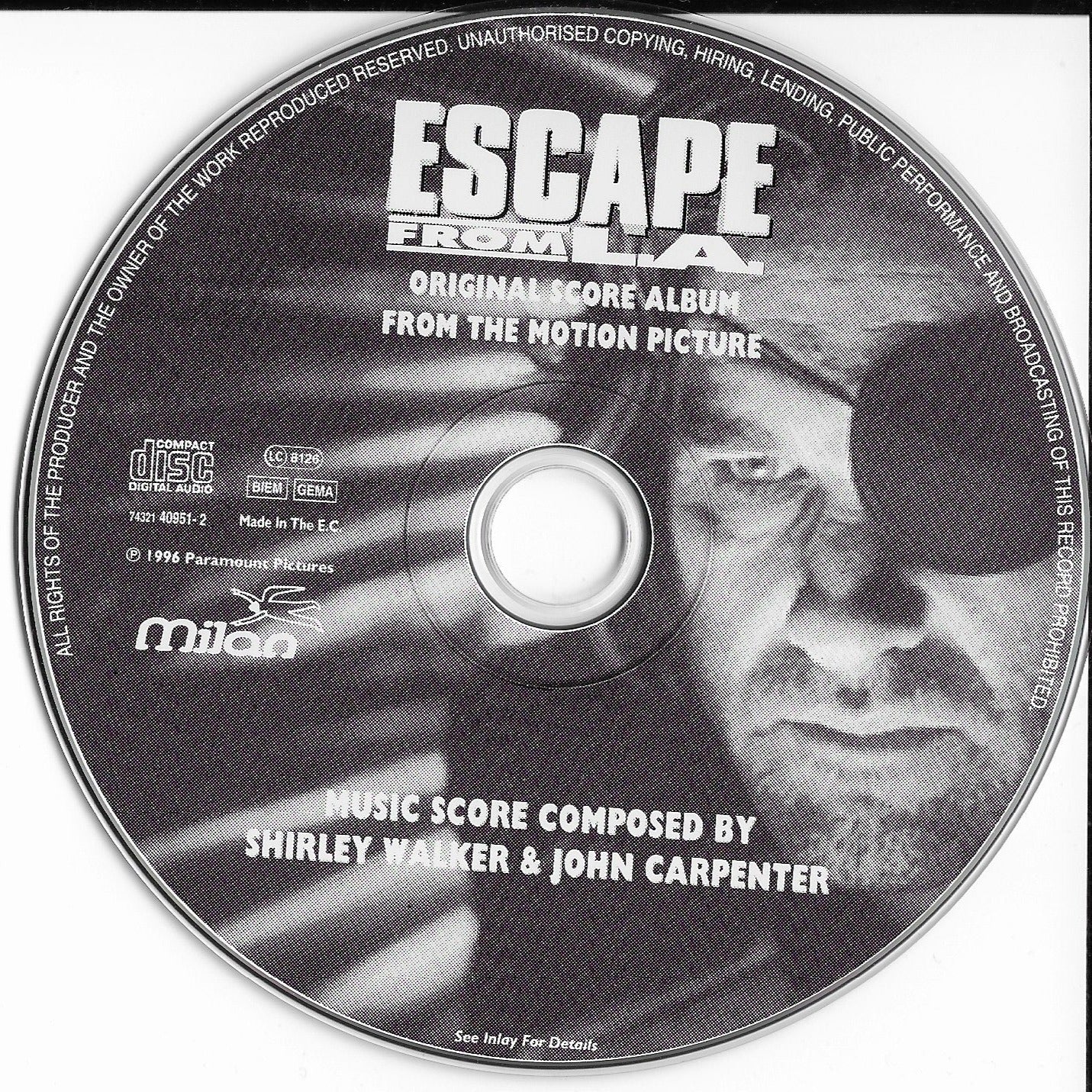 JOHN CARPENTER - Escape from L.A. (Original score album from the motion picture)